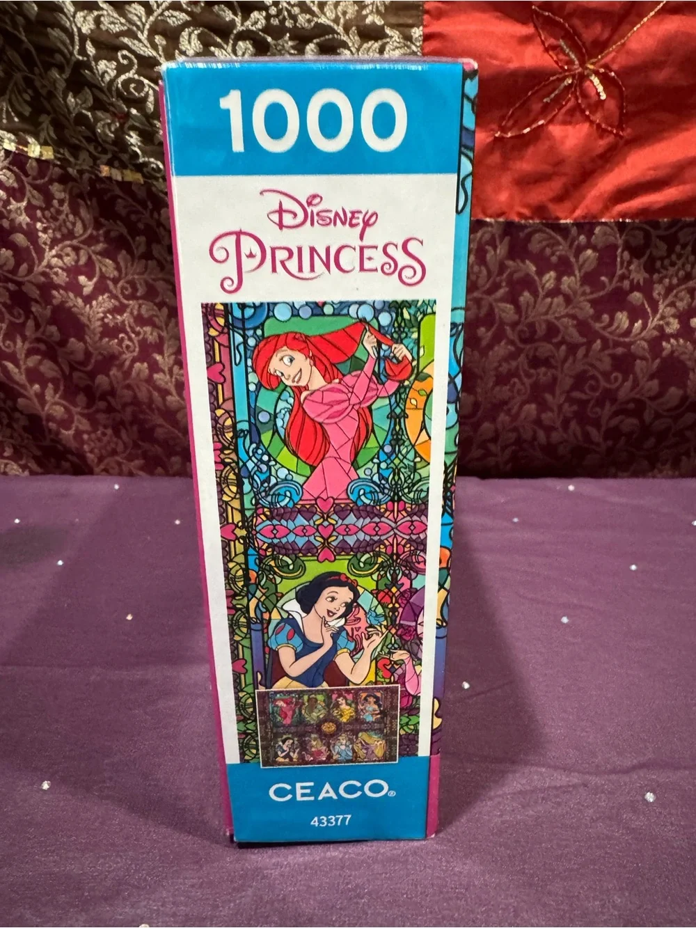 Disney Princess Stained-Glass Collage Puzzle - Pink, Purple, Blue, Yellow, Green